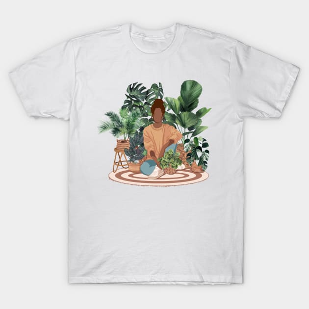 Plant lady, Girl with plants 3 T-Shirt by Gush Art Studio 1